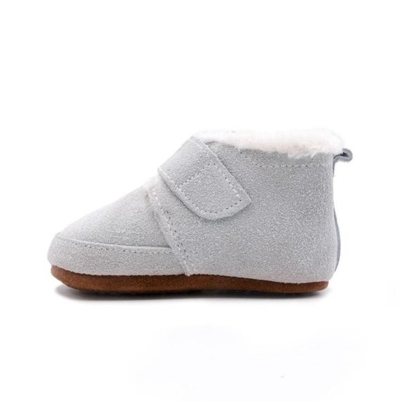 GRAY BABY TODDLER GIRL BOY LEATHER BOOTS - Picture 5 of 7